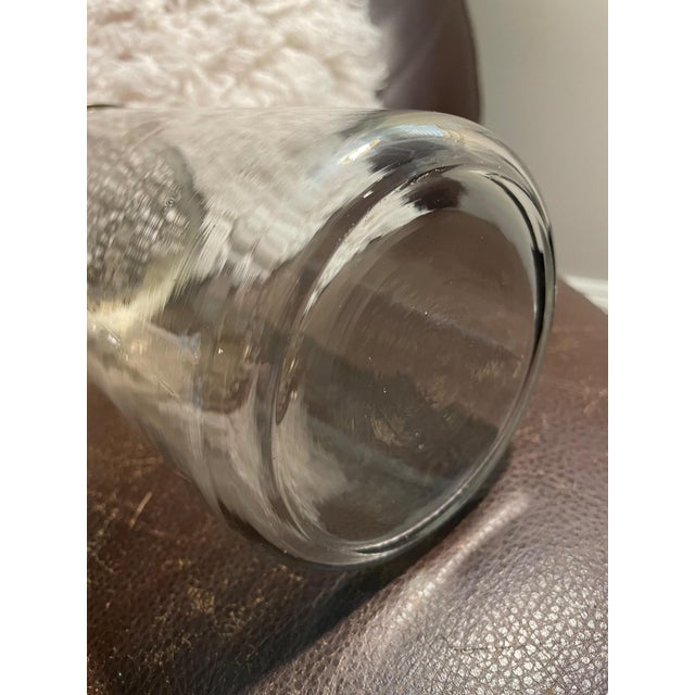 Modern Clear Glass Cylinder Vase With Gold Metal Floral Frog Lid For Sale In Providence - Image 6 of 8
