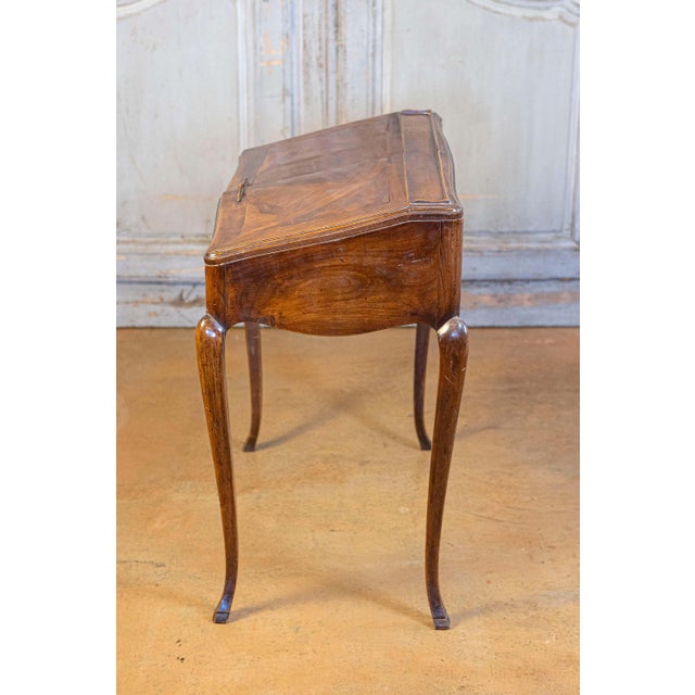 Petite French Louis XV Style Walnut Slant-Front Desk, Stamped, circa 1810 For Sale - Image 9 of 10