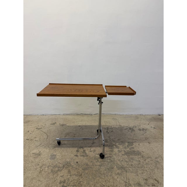 Wood Danecastle Danish Modern Teak and Chrome Adjustable Reading Tray Table, 1970s For Sale - Image 7 of 16
