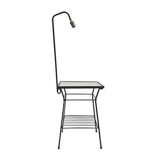 Black Iron Mid-Century Floor Lamp For Sale