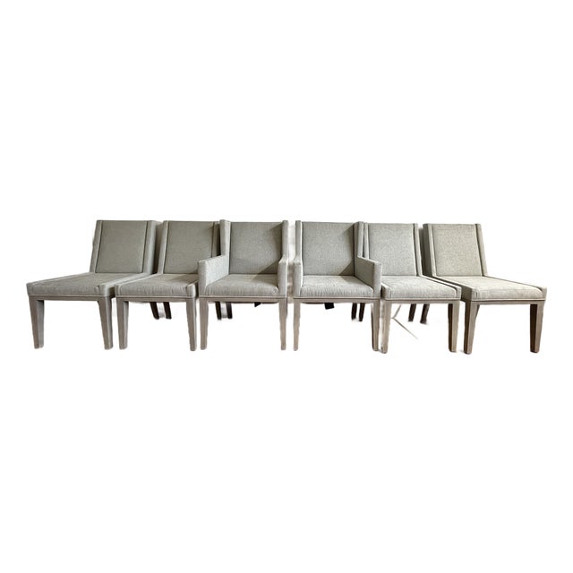 Set of 6 Bernhardt Linea Upholstered Dining Chairs – 2 Arm Chairs & 4 Side Chairs For Sale