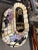 Art Deco Vintage 1960s Oval Swag Chandelier Slag Glass Purple & Pink Floral For Sale - Image 3 of 4