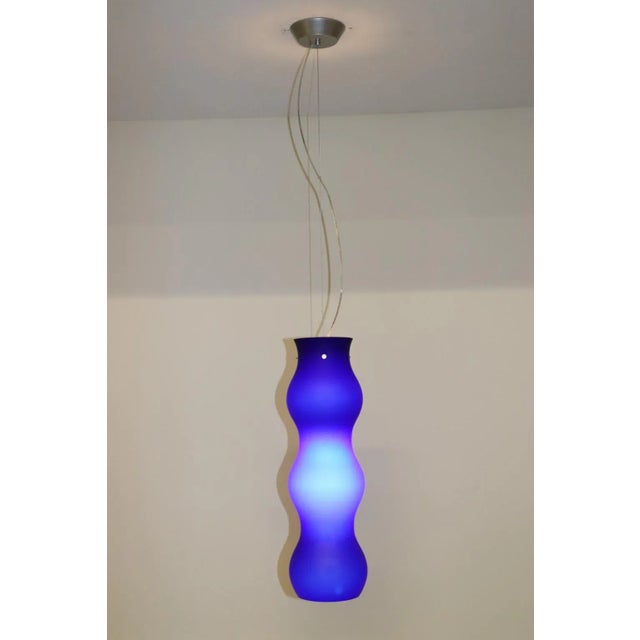 1990s Modern Murano Pendant Lamp Blue Glass For Sale In New York - Image 6 of 8