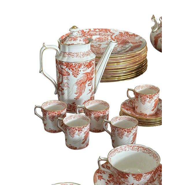 Late 20th Century Late 20th Century Royal Crown Derby “Red Aves” Extensive Dinner & Tea Service — 64 Pieces For Sale - Image 5 of 17