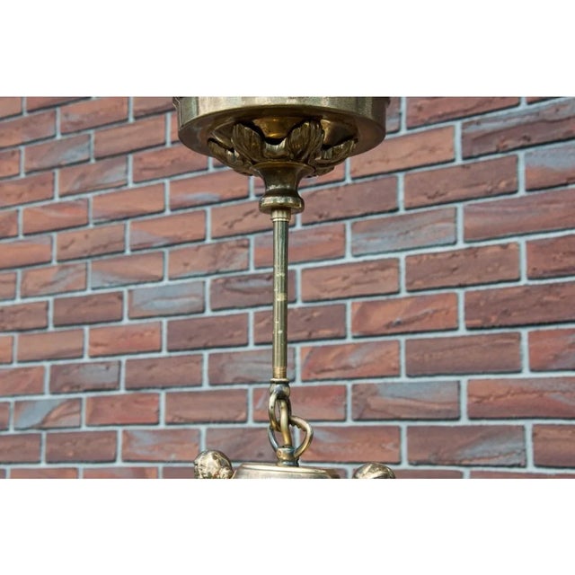 Mid 20th Century Brass Chandelier, Western Europe., 1950s For Sale - Image 9 of 10