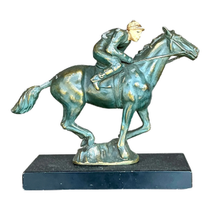 Vintage Boho Patinated Brass Horse and Rider