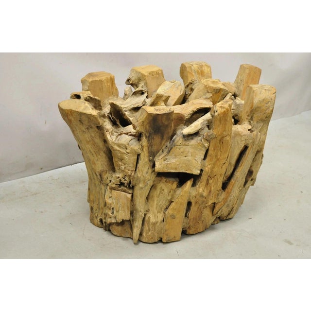 Vintage Mid Century Modern Teak Wood Root Driftwood Coffee Table Pedestal Base For Sale - Image 10 of 11
