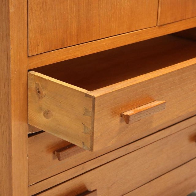 Vintage Oak Wardrobe with Drawers and Hinged Doors, 1960s For Sale - Image 9 of 12