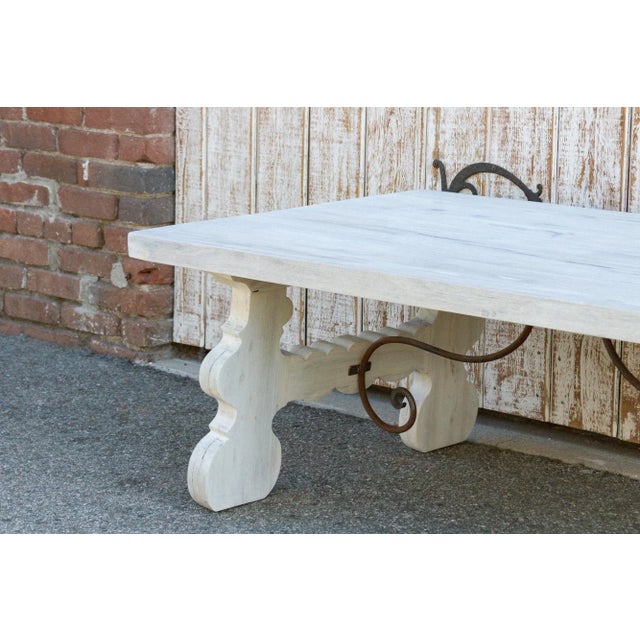 Bleached White Spanish Tavernera Coffee Table For Sale In Los Angeles - Image 6 of 11