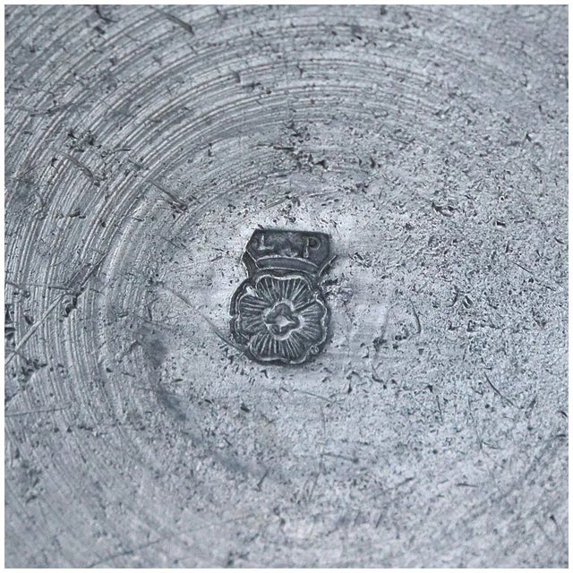 19th Century Continental Pewter Wrigglework Wavy Edge Multi-reed Floral Plate For Sale - Image 5 of 6