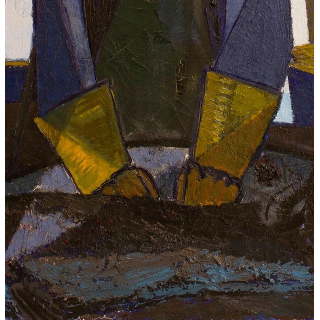 Modern Carlo Rosberg, The Fisherman, 1955, Oil on Canvas For Sale - Image 3 of 6