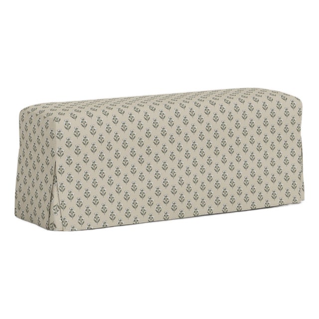 Stoffer Home x Cloth & Company Slipcover for Lindy Dining Bench in Francie Floral Sage For Sale
