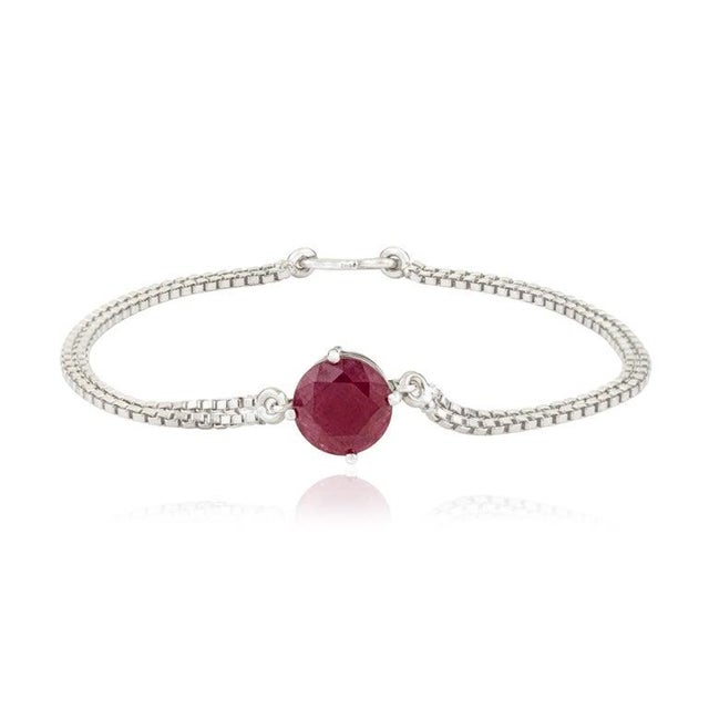 Gemstone Certified Minimalist 4.9 Ct Ruby Solitaire Bracelet in 925 Sterling Silver For Sale - Image 7 of 13