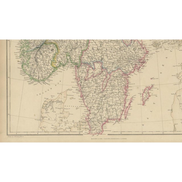 Antique Map of Sweden and Norway, 1860 For Sale - Image 4 of 10