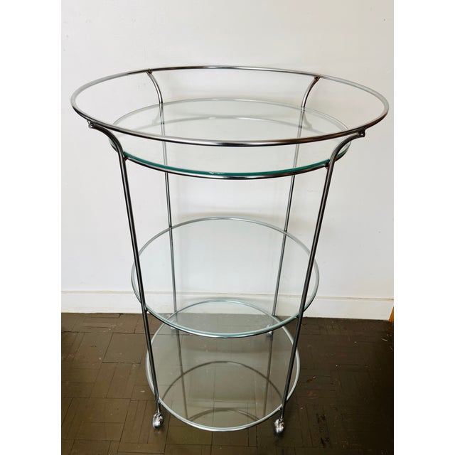 1970s Vintage Mid Century Bar Cart 3 Tired Chrome For Sale - Image 5 of 10
