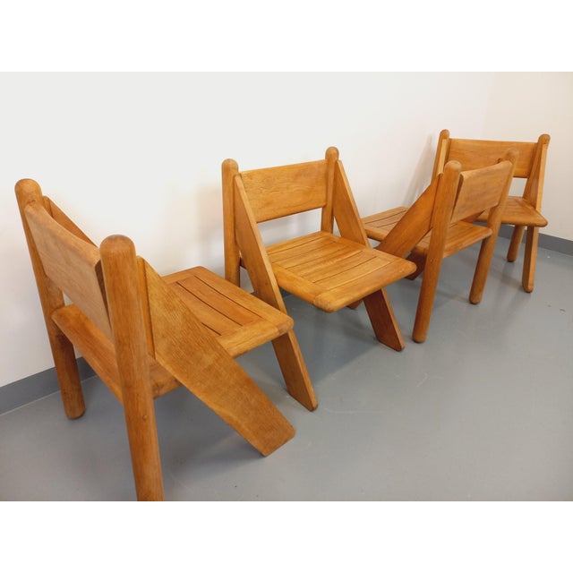 Vintage Brutalist Chairs in Oak, 1960s, Set of 4 For Sale - Image 15 of 18