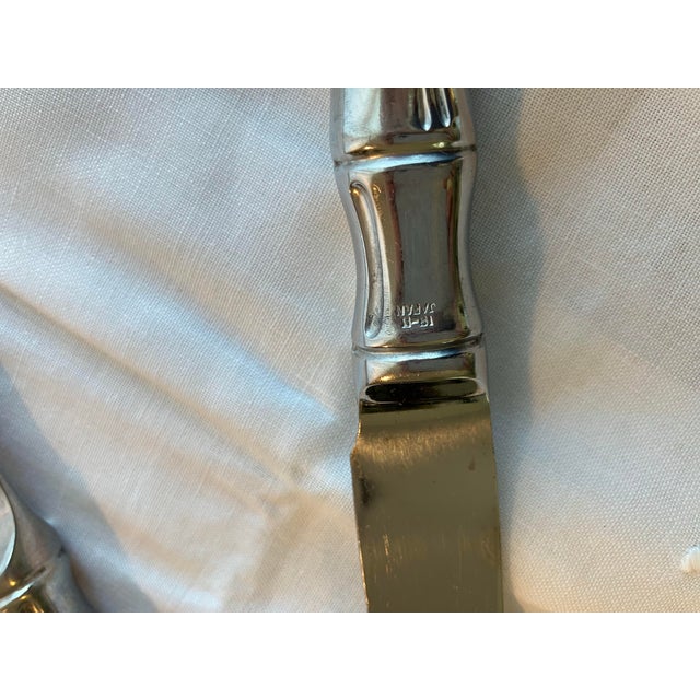 1980s Supreme Stainless Steel Dinner Knives in Bamboo Pattern - Set of 8 For Sale - Image 4 of 9