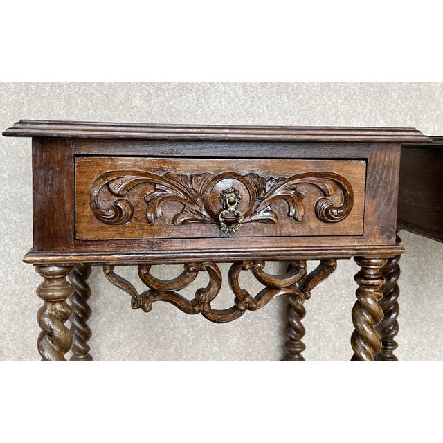 20th Century Pair of Solid Carved French Nightstands with Turned Columns For Sale In Miami - Image 6 of 18
