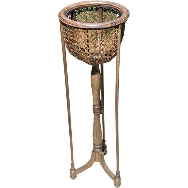 Vintage Wicker Cane Plant Stand Chairish