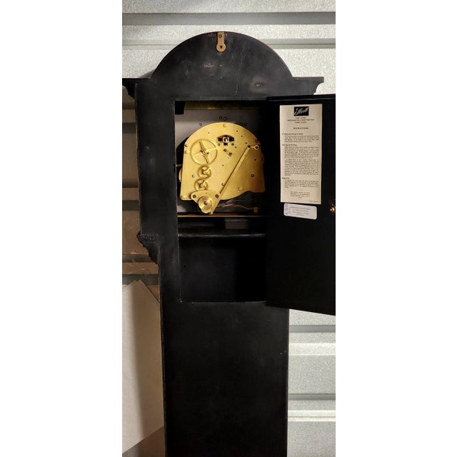 Elegant Elliott of London Modern Black Chinoiserie Long Case Clock For Sale - Image 10 of 12