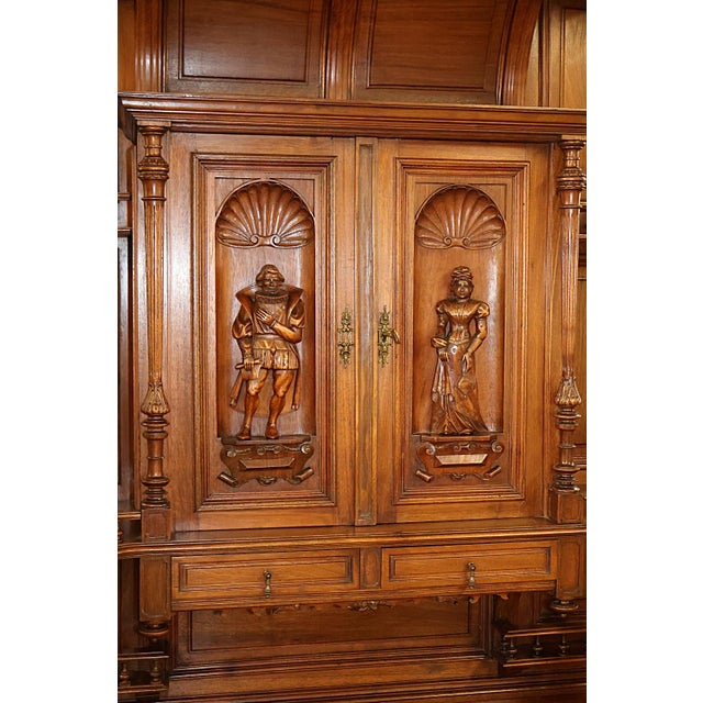 Wood ​19th Century French Walnut & Oak Neo Renaissance Cabinet Attr to Fourdinois For Sale - Image 7 of 11