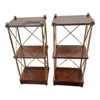 1980s Pair of Vintage Bombay Company Mahogany Bookcase Side Tables With Brass Trim For Sale