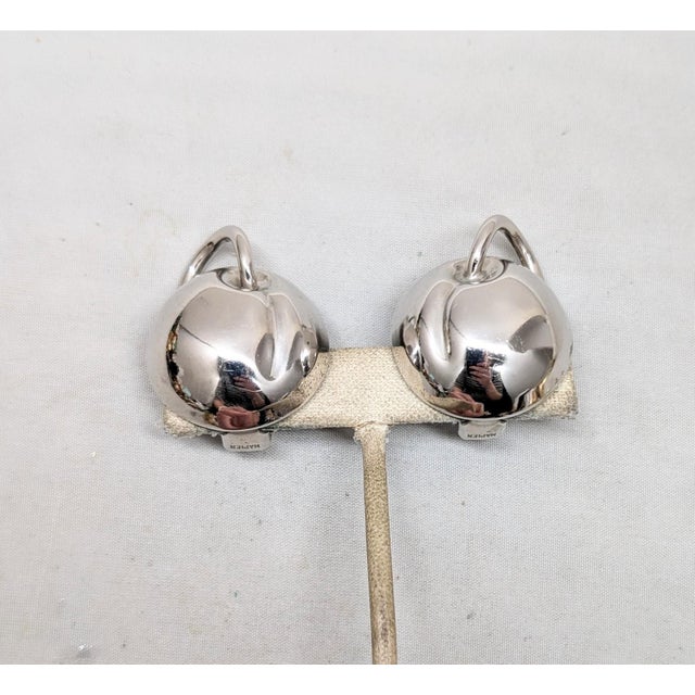 Napier Vintage Signed Napier Rhodium Plated Apple Clip Earrings-2 Pieces For Sale - Image 4 of 7