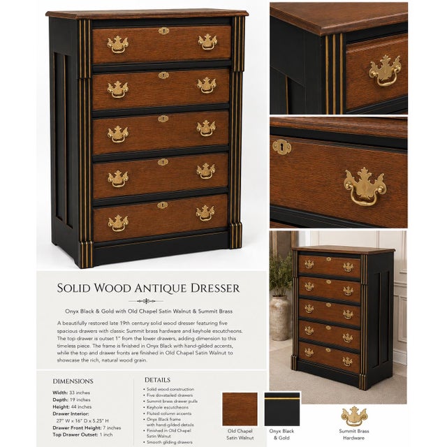 OLD CHAPEL HOME COLLECTION™ FULL LISTING DESCRIPTION Title: Late 19th Century Solid Wood Chest of Drawers | Restored in...