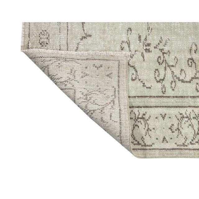 Mid 20th Century Faded Green Vintage Turkish Oushak Rug For Sale - Image 5 of 6