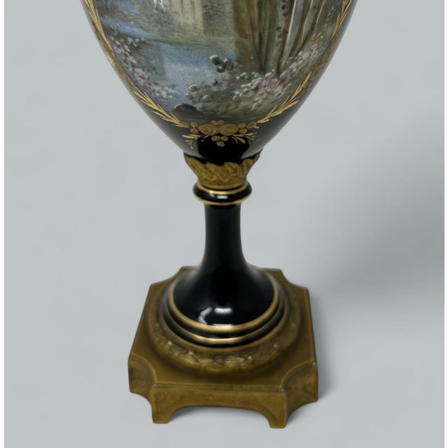 Bronze Antique French Sèvres Porcelain Ormolu Gilt Bronze Dore Urn Vase Centerpiece For Sale - Image 8 of 11