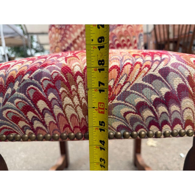 Late 20th Century Set of 8 French Louis Xiv Style Carved Oak Upholstered Dining Chairs For Sale - Image 11 of 17