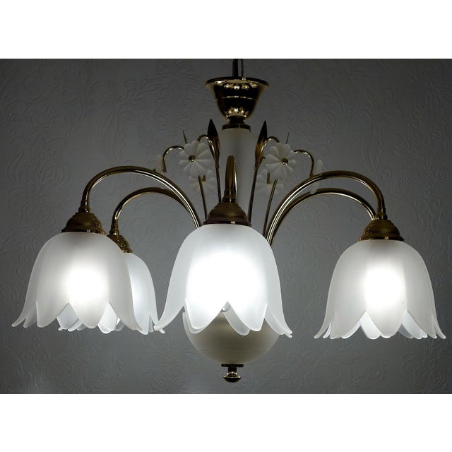 Metal Antique Gilded Metal and Glass Chandelier from Unbekannt, 2000s For Sale - Image 7 of 10