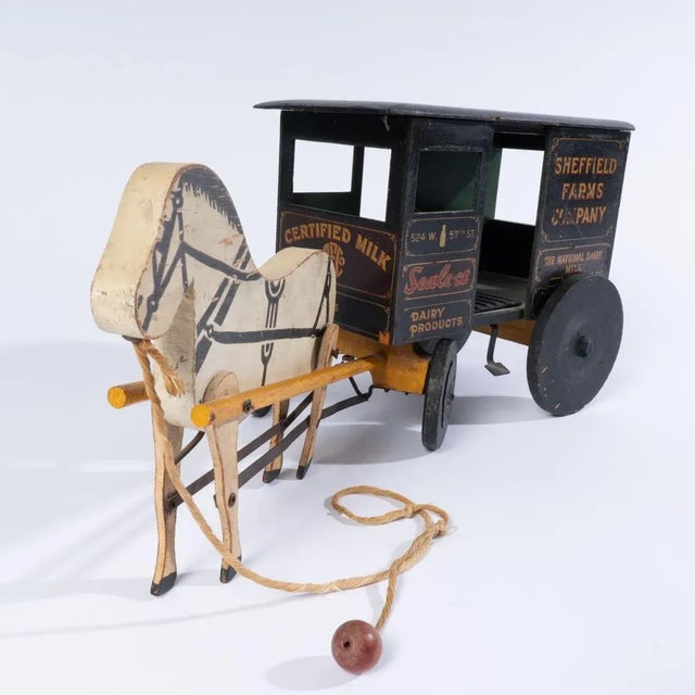 Antique Sheffield Farms Company Toy Milk Wagon For Sale - Image 6 of 12