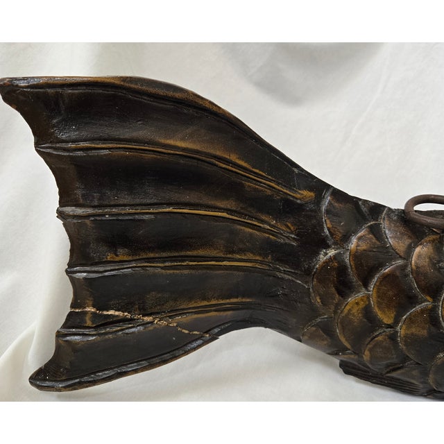 19th Century Antique Japanese Carved Wood Koi Fish Jizaikagi Pot Hook Meiji Period For Sale - Image 5 of 18