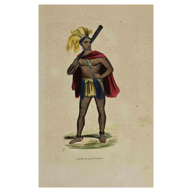 Auguste Wahlen, Naturel de l'Ile du Massacre, Lithograph, 1844 For Sale