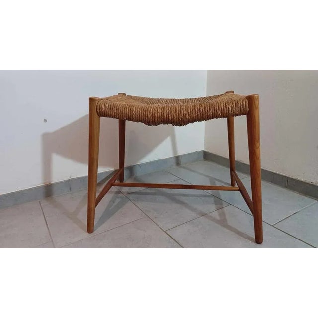 Stool in Straw and Wood, 1960s For Sale - Image 12 of 12