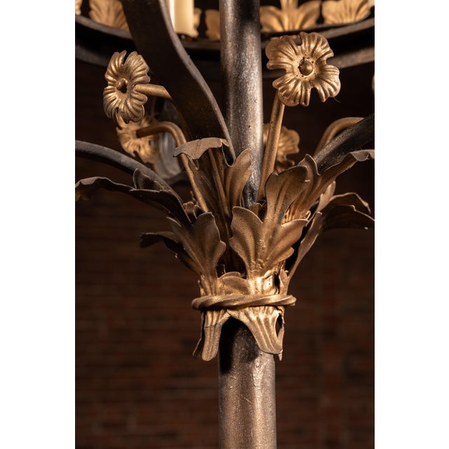 Early 20th Century Monumental Gothic Revival Wrought Iron Floor Candelabra Lamp For Sale In Chicago - Image 6 of 8