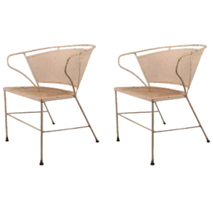 Metal Mesh Garden Chairs Attributed to Woodard - a Pair