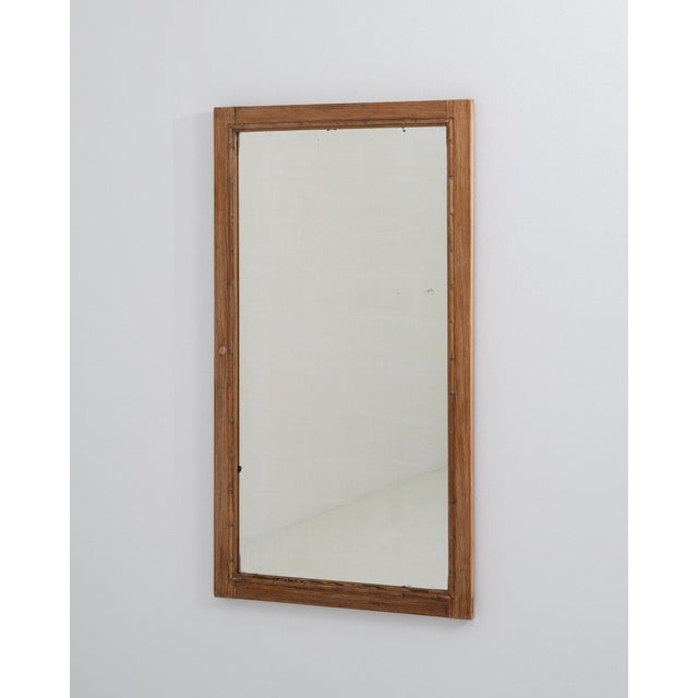 Amber 1900-1909 France Weathered Honey Oak Oak Wall Mirror For Sale - Image 8 of 8