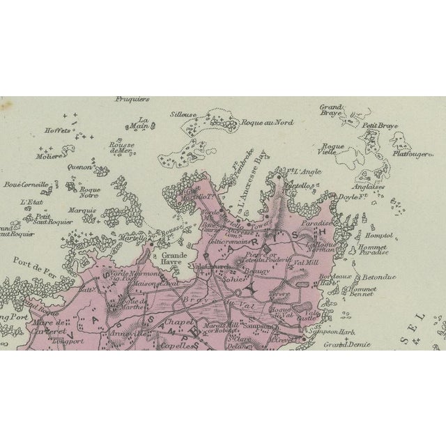 Gold Channel Islands Map by George W. Bacon, London, United Kingdom, 1885 For Sale - Image 8 of 9