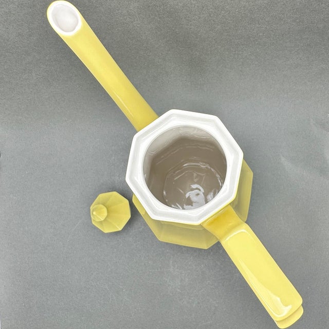 Yellow Vintage Yellow Independence Ironstone Faceted Coffee Pot by Interpace Japan For Sale - Image 8 of 9