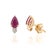 Metal 1ct Natural Ruby & Diamond Toi Et Moi Stud Earrings in 14k Yellow Gold- 2 Pieces For Sale - Image 7 of 15