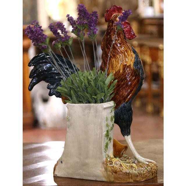 19th Century French Barbotine Rooster Vase by Louis Carrier-Belleuse For Sale - Image 12 of 14