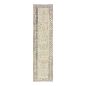 Early 20th Century Antique Persian Malayer Runner With Geometric All-Over Design With Light Blue Background