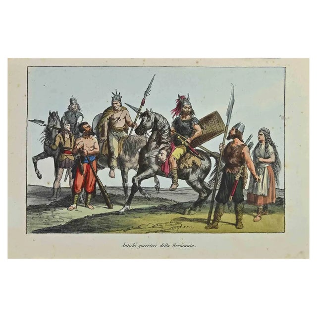 Auguste Wahlen, Ancient Warriors of Germany, Lithograph, 1844 For Sale