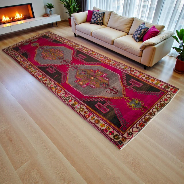 Vintage Hand Knotted Turkish Area Rug Large Runner Rug Gallerie Rug- 5′9″ X 16′3″ For Sale - Image 4 of 17