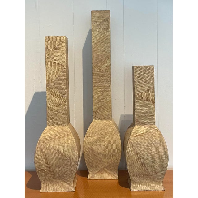 Contemporary Vintage Snakeskin Trio of Vases For Sale - Image 3 of 12