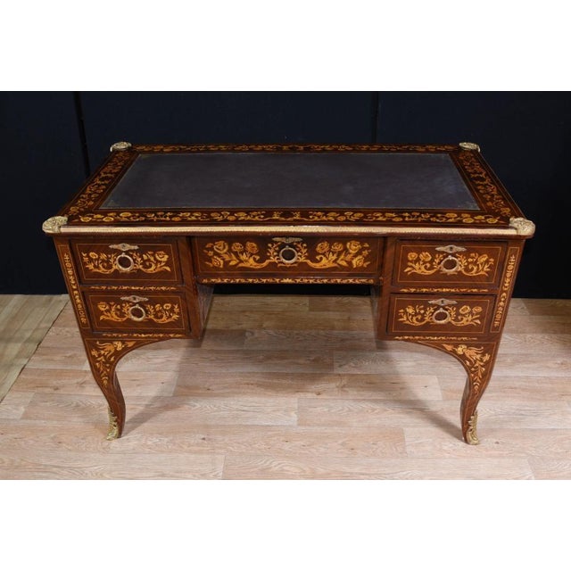 Louis XV French Desk Knee Hole Writing Table For Sale - Image 10 of 12