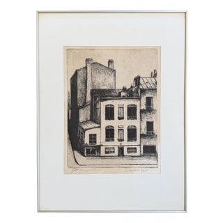 Caeyers M., Corner in Paris, 1965, Etching, Framed For Sale