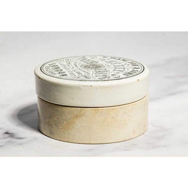 Black Interesting Antique Victorian S. Maw Son & Sons Cherry Tooth Paste Pot English Apothecary Jar Home Decor For Sale - Image 8 of 11